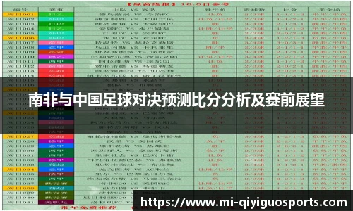 南非与中国足球对决预测比分分析及赛前展望